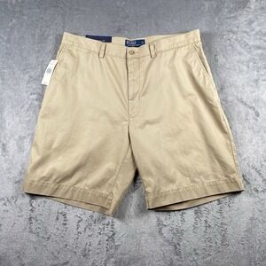 Vintage Polo Ralph Lauren Prospect Shorts Mens Sz 36 Tan Flat Front Chino *READ*